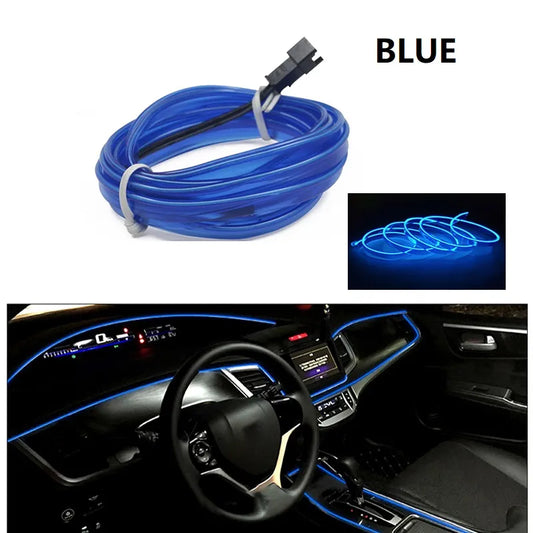 Car Dashboard Neon Light Car Interior Decorative Lamps Strips Atmosphere Lamp Cold Light Decorative Dashboard Auto LED Ambient Lights 2M